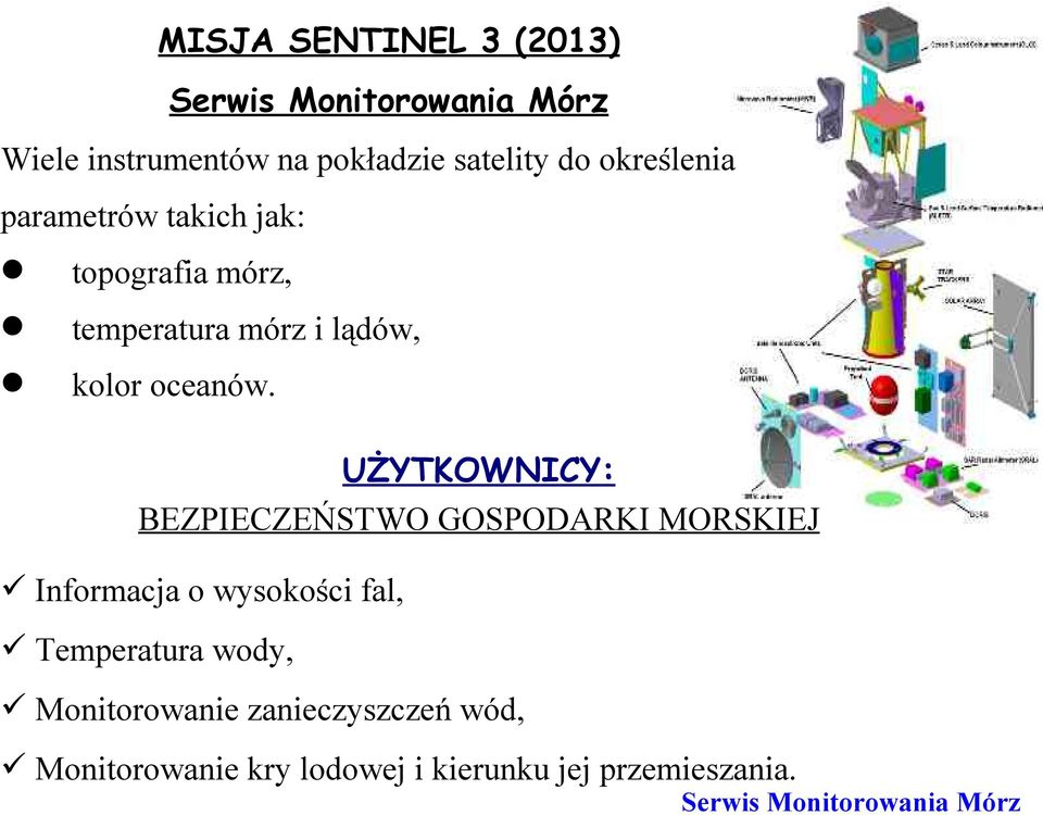 UŻYTKOWNICY: BEZPIECZEŃSTWO GOSPODARKI MORSKIEJ Informacja o wysokości fal, Temperatura wody,