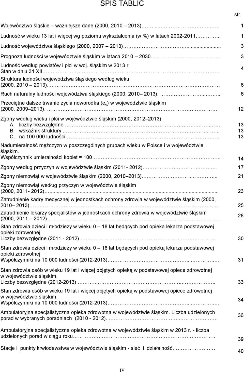 . Struktura ludności województwa śląskiego według wieku (2000, 2010 2013). 6 Ruch naturalny ludności województwa śląskiego (2000, 2010 2013).