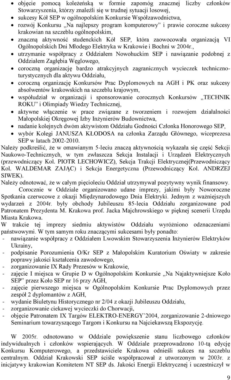 Młodego Elektryka w Krakowie i Bochni w 2004r.