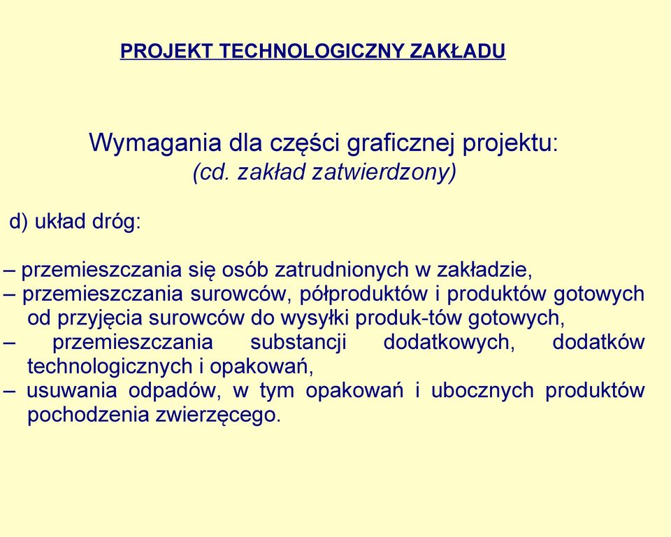 półproduktów i produktów gotowych od przyjęcia surowców do wysyłki produk tów gotowych, przemieszczania