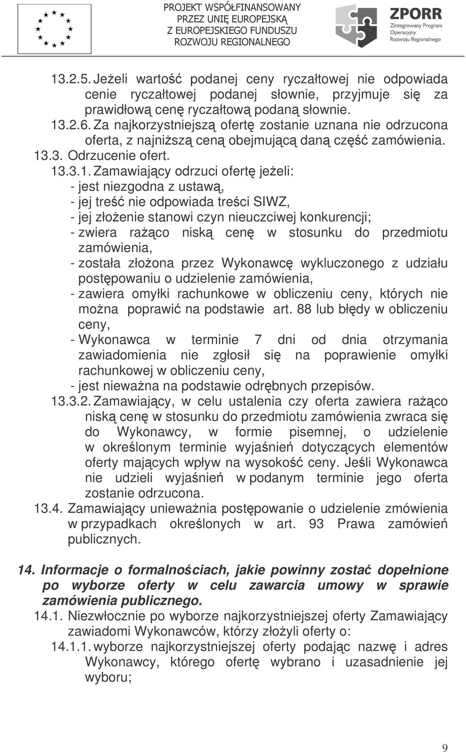 .3. Odrzucenie ofert. 13