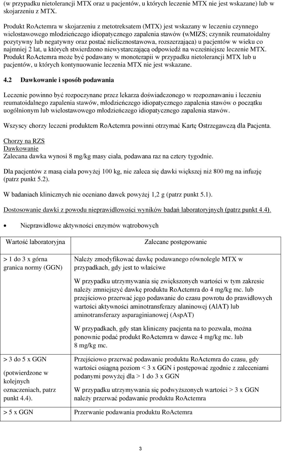 negatywny oraz postać nielicznostawowa, rozszerzająca) u pacjentów w wieku co najmniej 2 lat, u których stwierdzono niewystarczającą odpowiedź na wcześniejsze leczenie MTX.