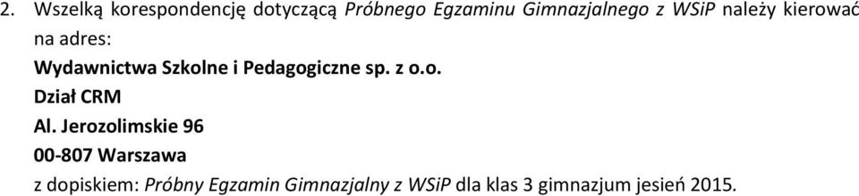 sp. z o.o. Dział CRM Al.