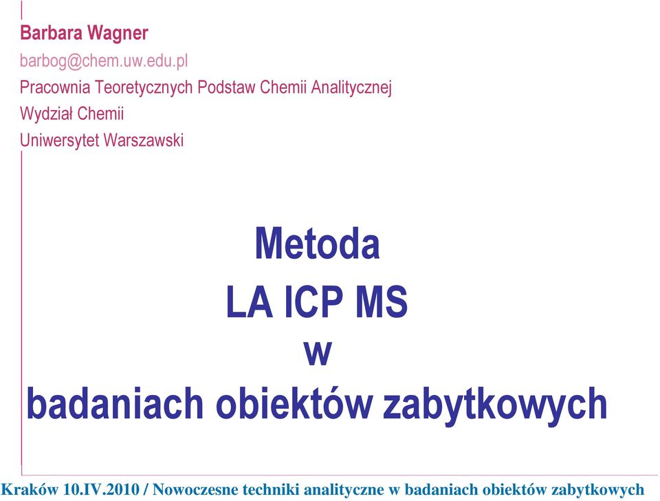 Analitycznej Wydział Chemii Uniwersytet Warszawski