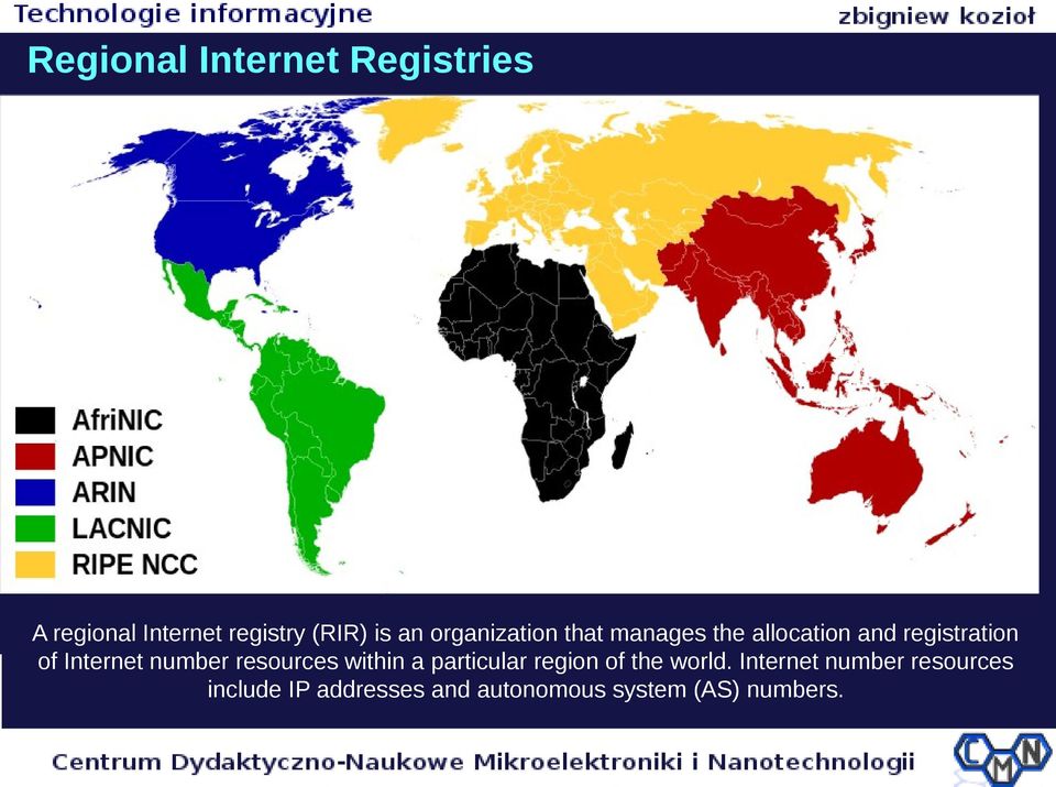 number resources within a particular region of the world.