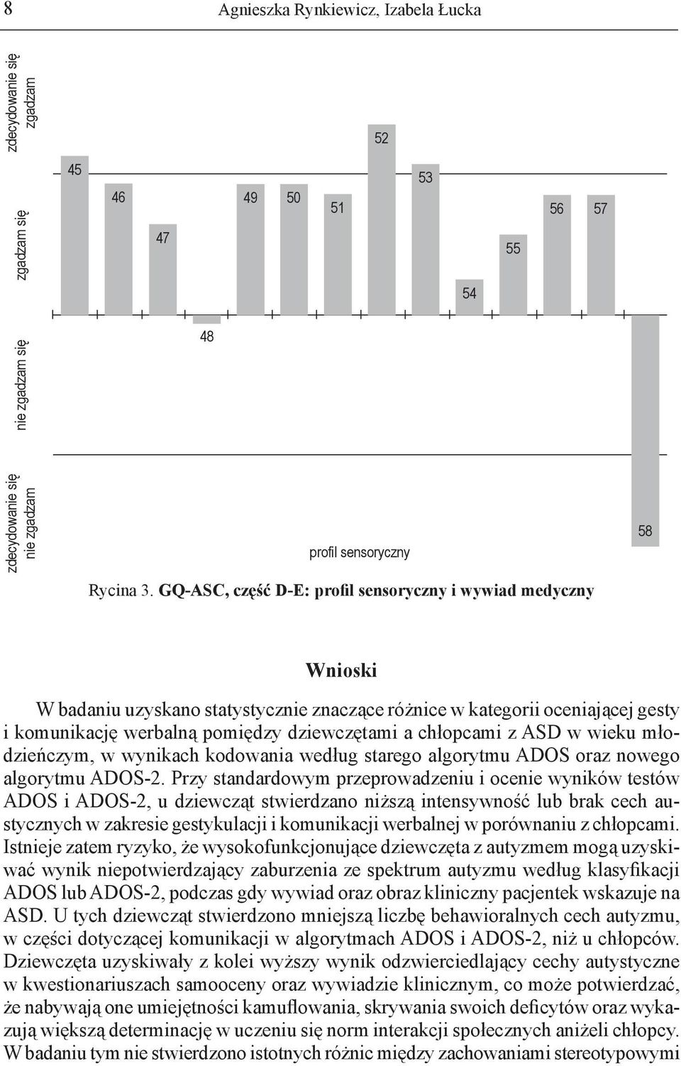 chłopcami z ASD w wieku młodzieńczym, w wynikach kodowania według starego algorytmu ADOS oraz nowego algorytmu ADOS-2.