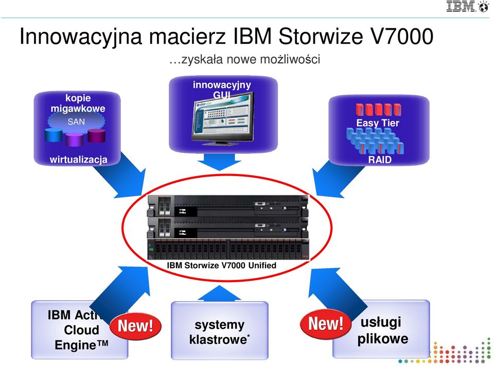 Tier wirtualizacja RAID IBM Storwize V7000 Unified