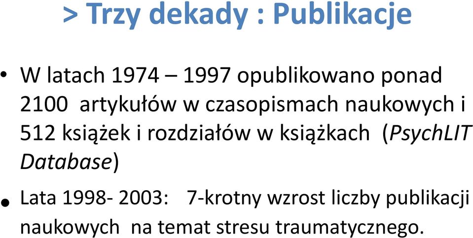 rozdziałów w książkach (PsychLIT Database) Lata 1998-2003: