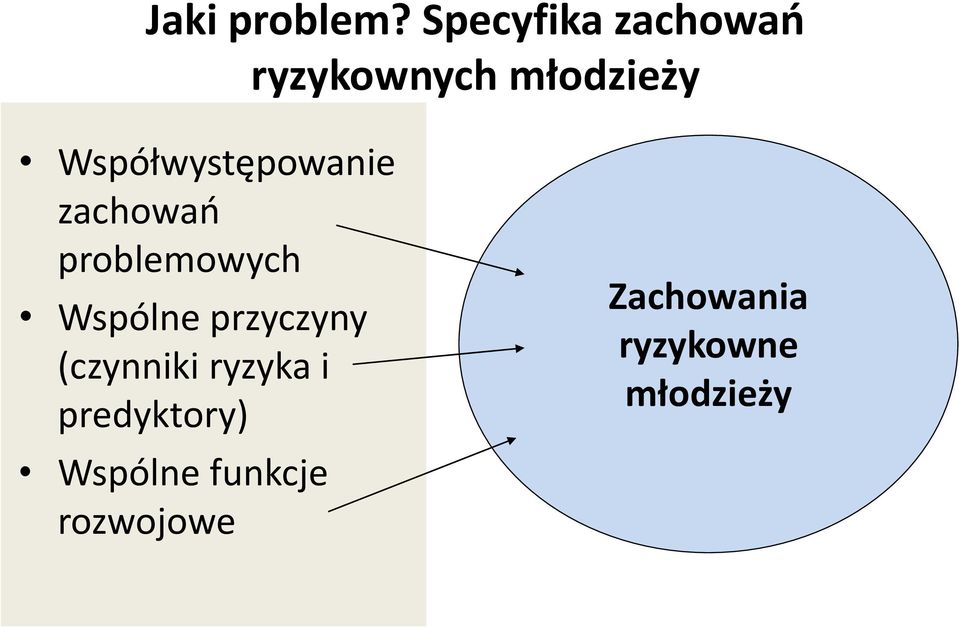 Współwystępowanie zachowań problemowych Wspólne