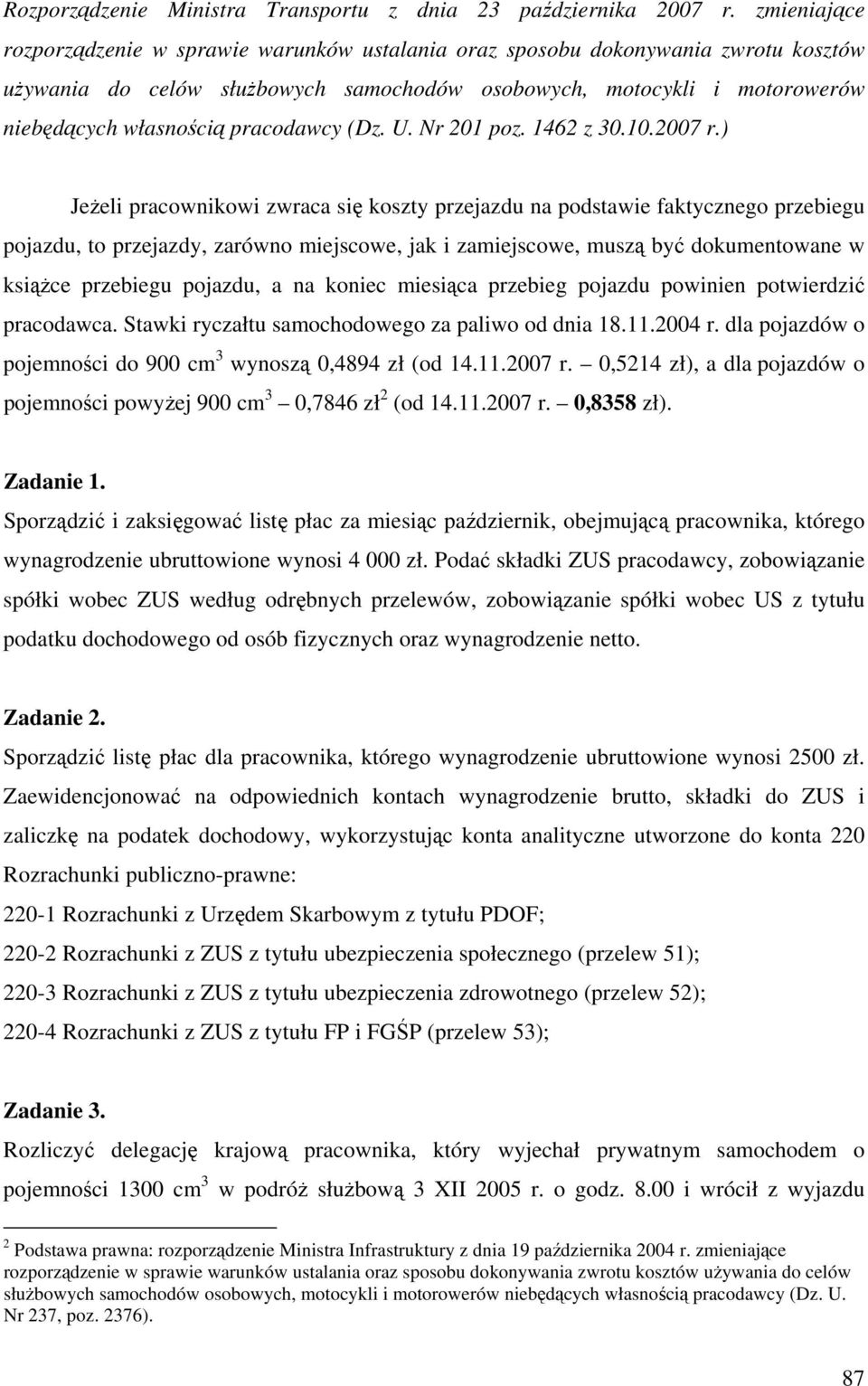 pracodawcy (Dz. U. Nr 201 poz. 1462 z 30.10.2007 r.