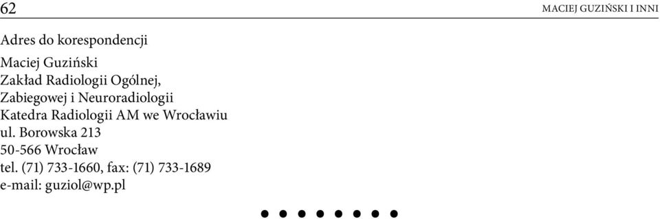 Neuroradiologii Katedra Radiologii AM we Wrocławiu ul.