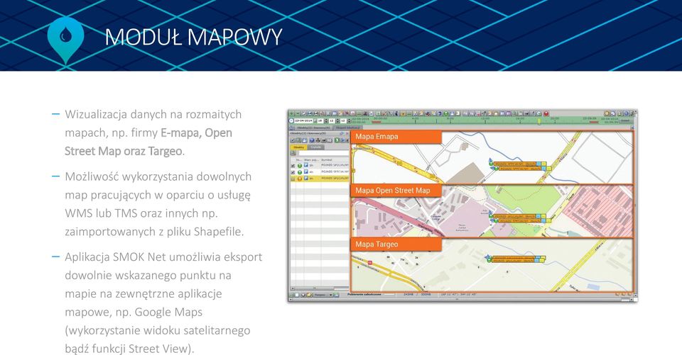 zaimportowanych z pliku Shapefile.