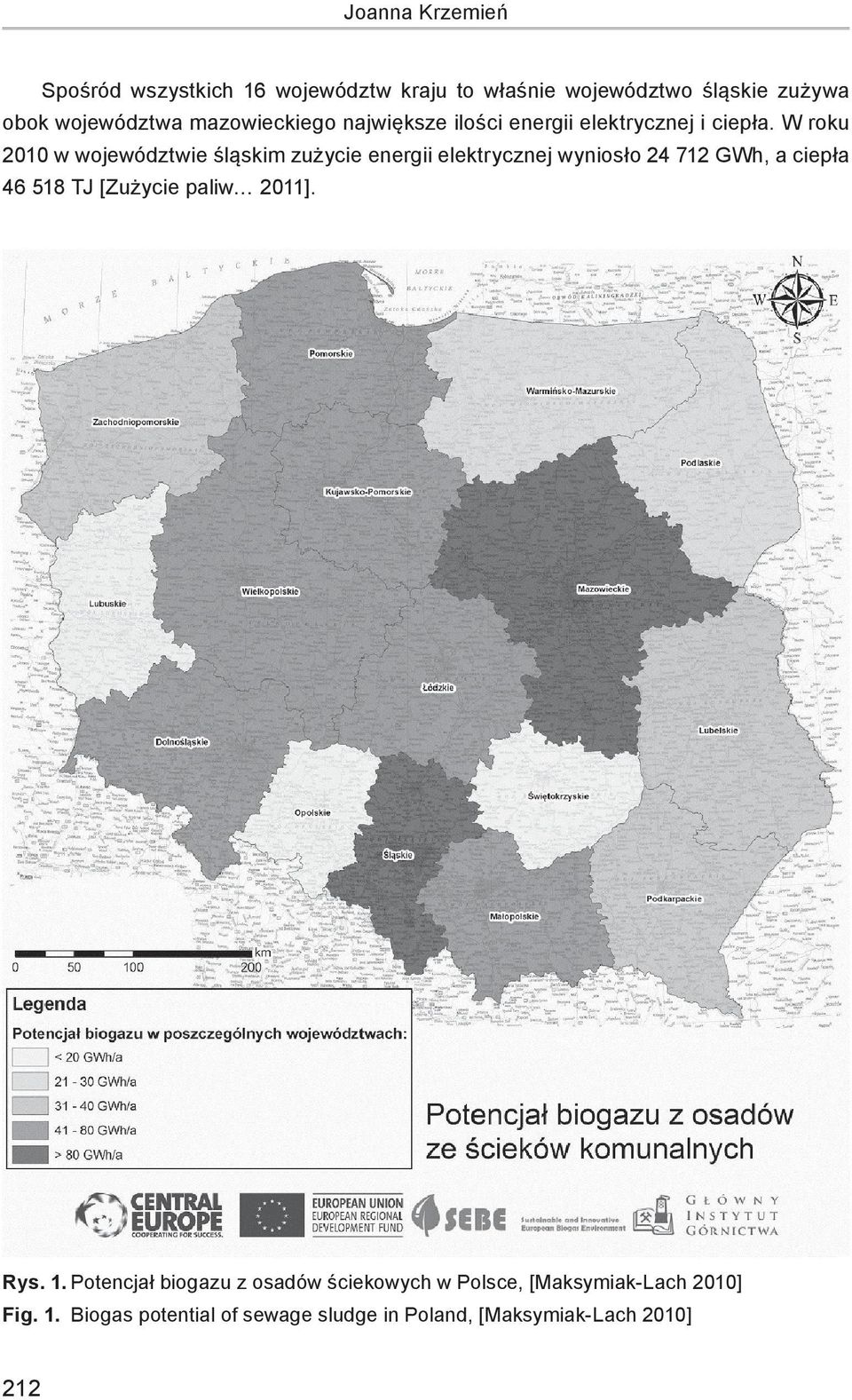 W roku 2010 w województwie śląskim zużycie energii elektrycznej wyniosło 24 712 GWh, a ciepła 46 518 TJ [Zużycie
