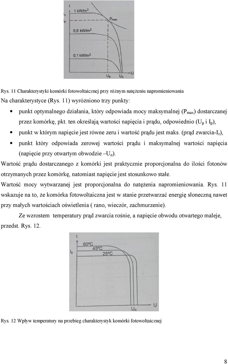 ten okre'laj" warto'ci napicia i pr"du, odpowiednio (U p i I p ), punkt w którym napicie jest równe zeru i warto' pr"du jest maks.