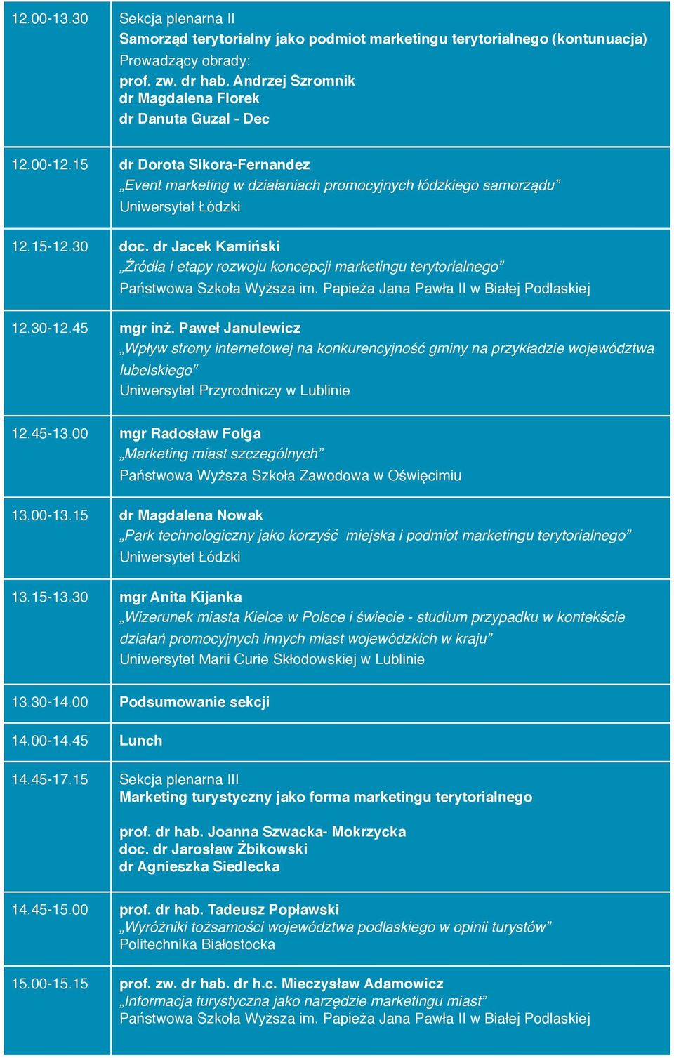 dr Jacek Kamiński Źródła i etapy rozwoju koncepcji marketingu terytorialnego 12.30-12.45 mgr inż.