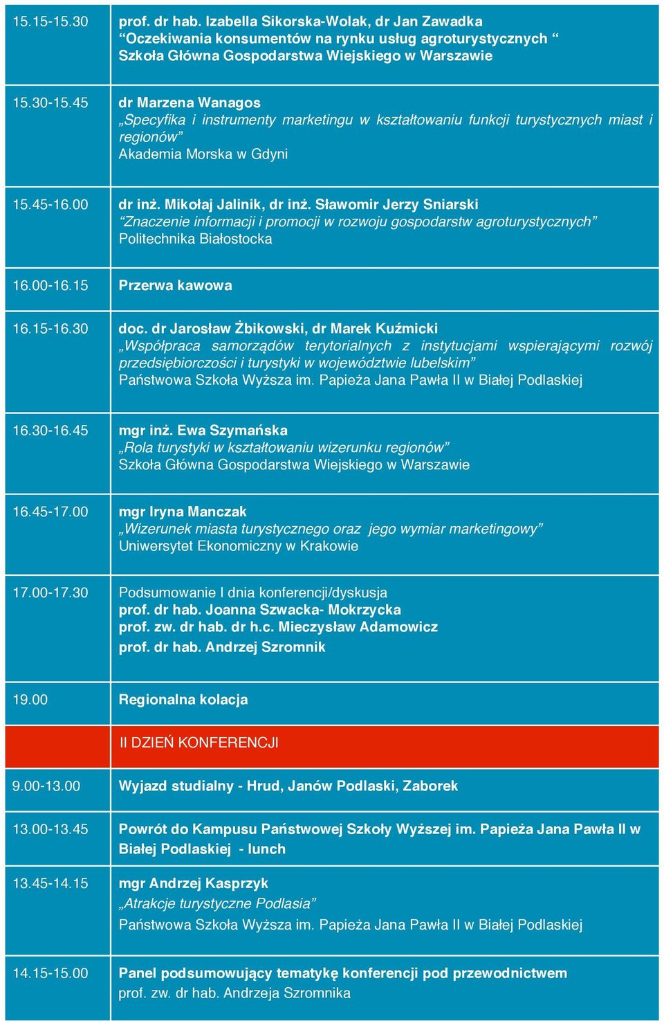 Sławomir Jerzy Sniarski Znaczenie informacji i promocji w rozwoju gospodarstw agroturystycznych Politechnika Białostocka 16.00-16.15 Przerwa kawowa 16.15-16.30 doc.