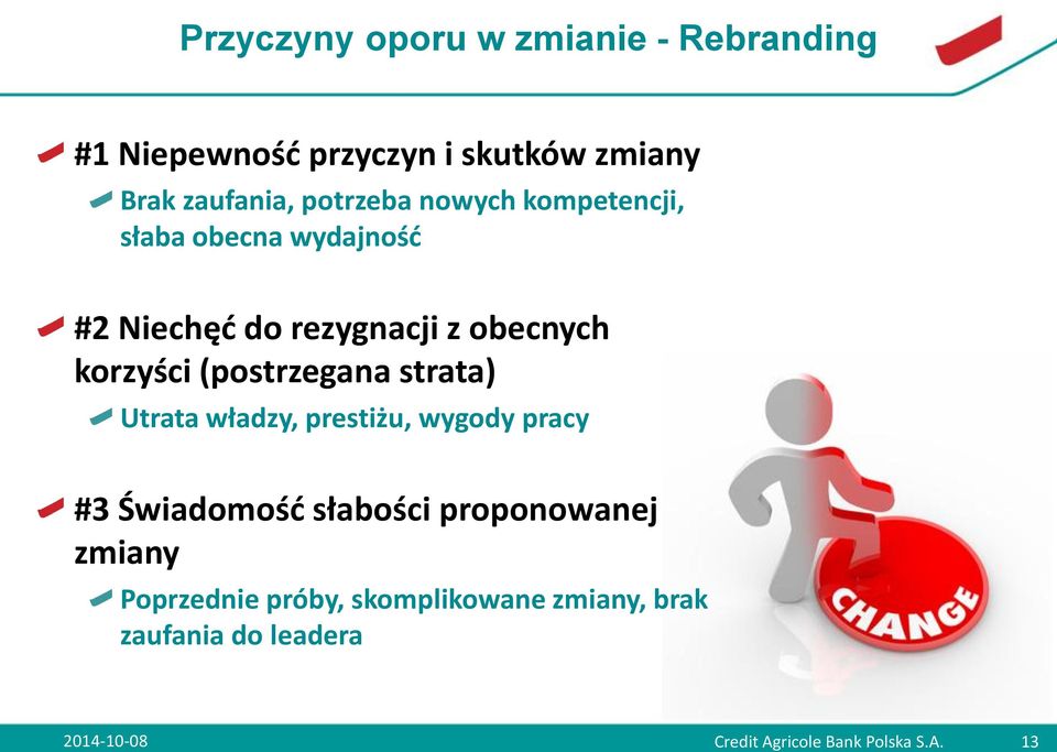 (postrzegana strata) Utrata władzy, prestiżu, wygody pracy #3 Świadomość słabości proponowanej