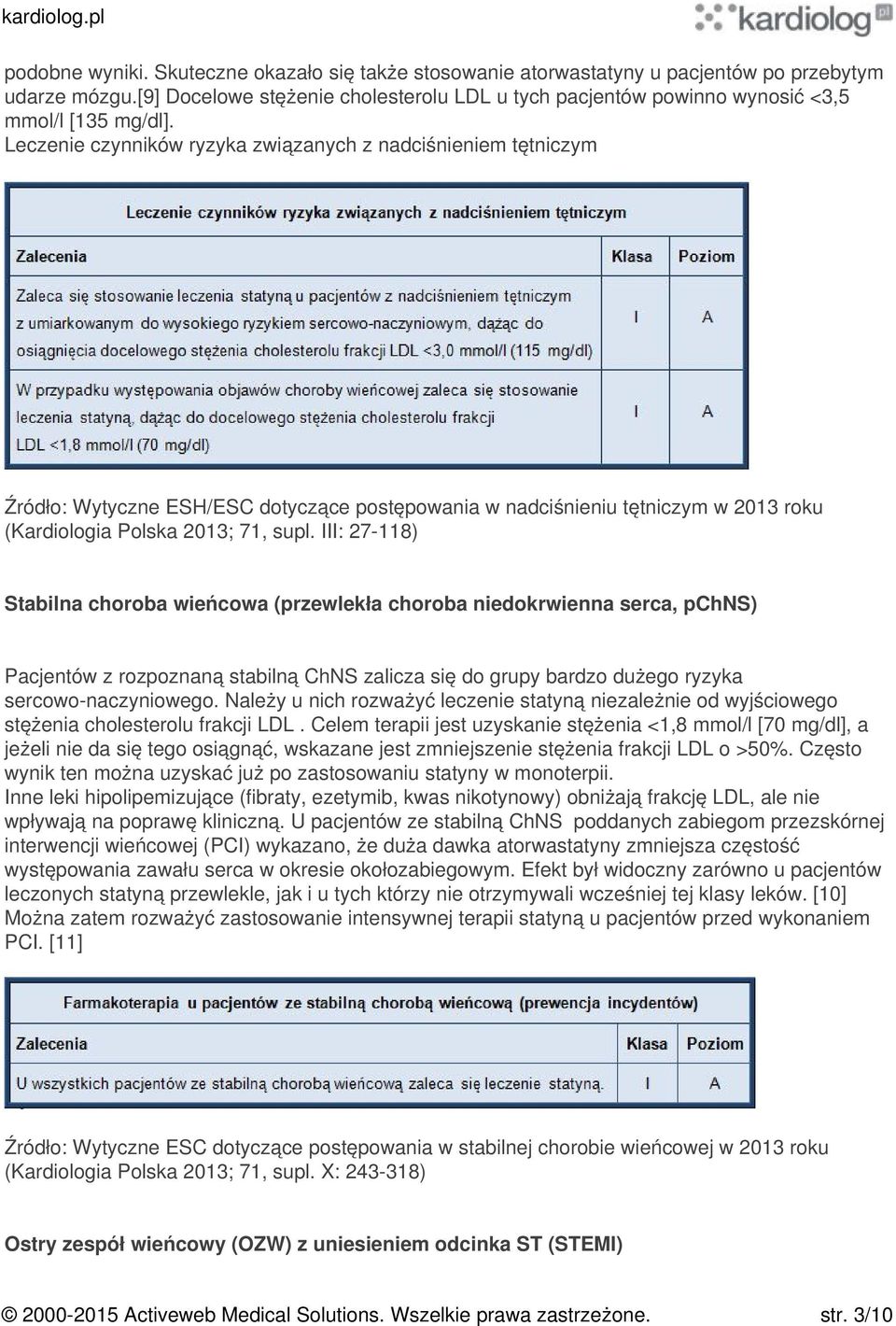 Leczenie czynników ryzyka związanych z nadciśnieniem tętniczym Źródło: Wytyczne ESH/ESC dotyczące postępowania w nadciśnieniu tętniczym w 2013 roku (Kardiologia Polska 2013; 71, supl.