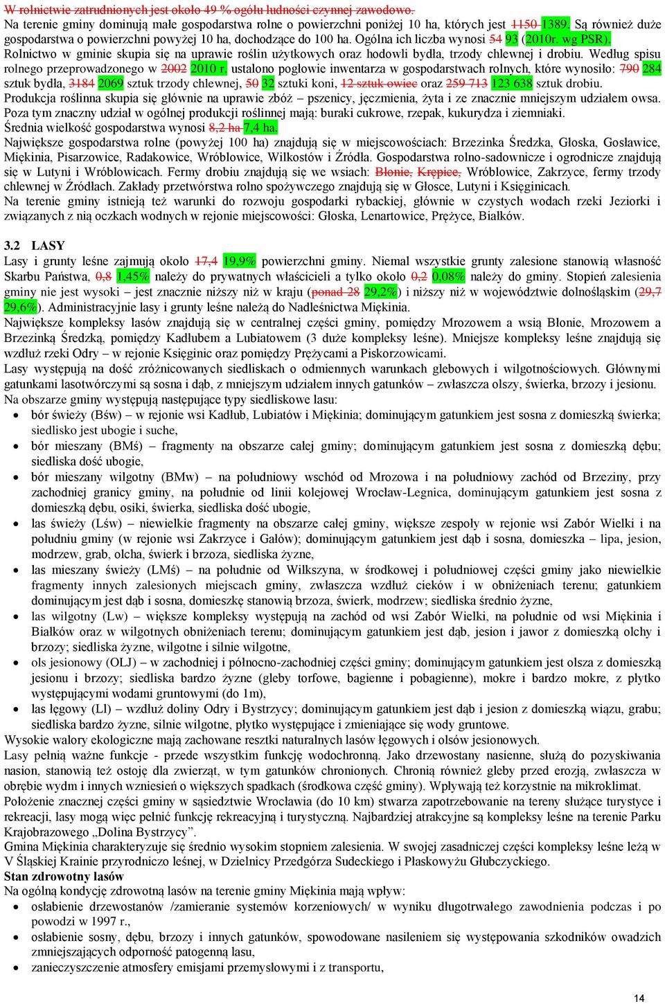 Rolnictwo w gminie skupia się na uprawie roślin użytkowych oraz hodowli bydła, trzody chlewnej i drobiu. Według spisu rolnego przeprowadzonego w 2002 2010 r.