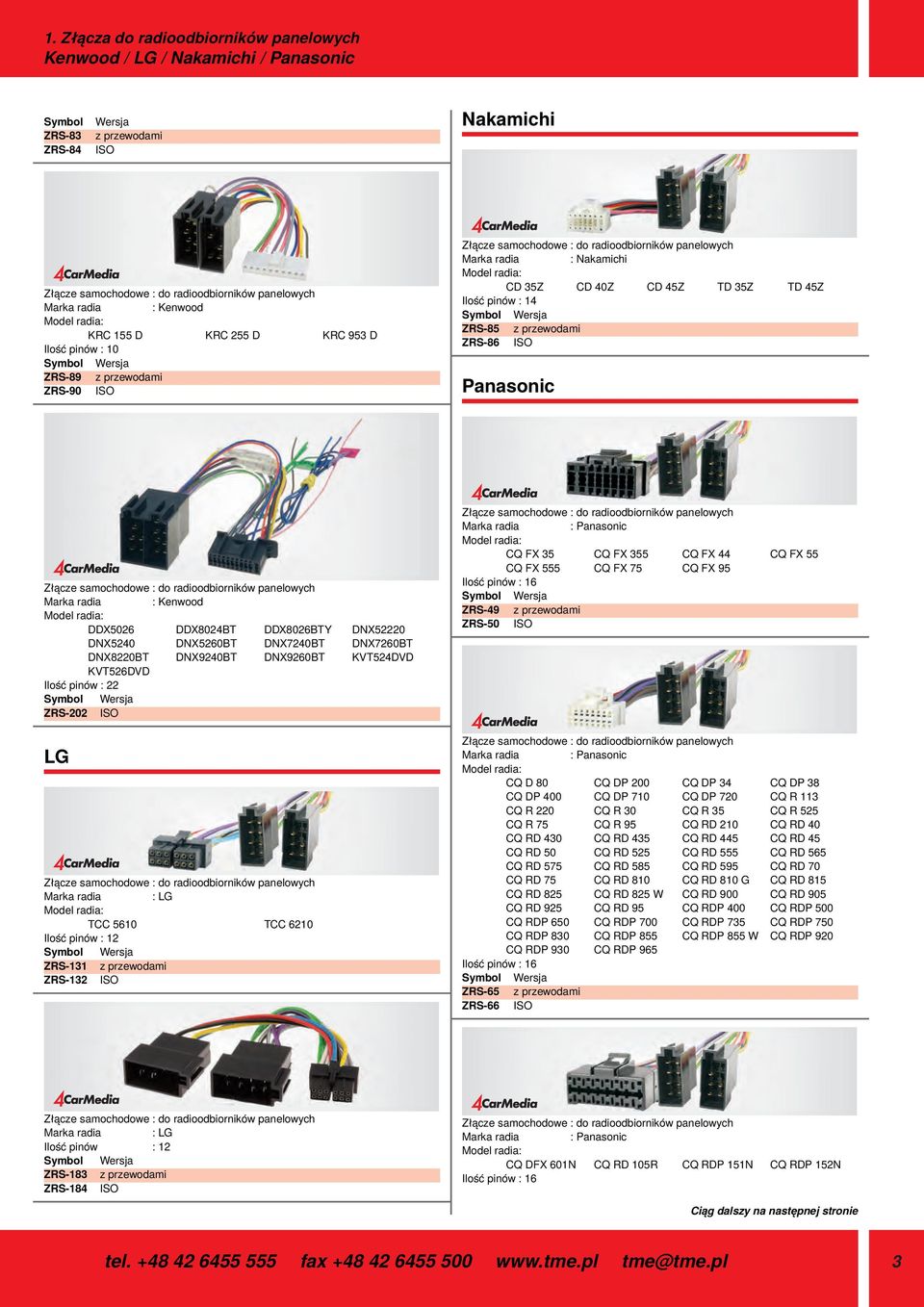 40Z CD 45Z TD 35Z TD 45Z Ilość pinów : 14 Symbol ZRS-85 z przewodami ZRS-86 ISO Panasonic Złącze samochodowe : do radioodbiorników panelowych Marka radia : Kenwood Model radia: DDX5026 DDX8024BT