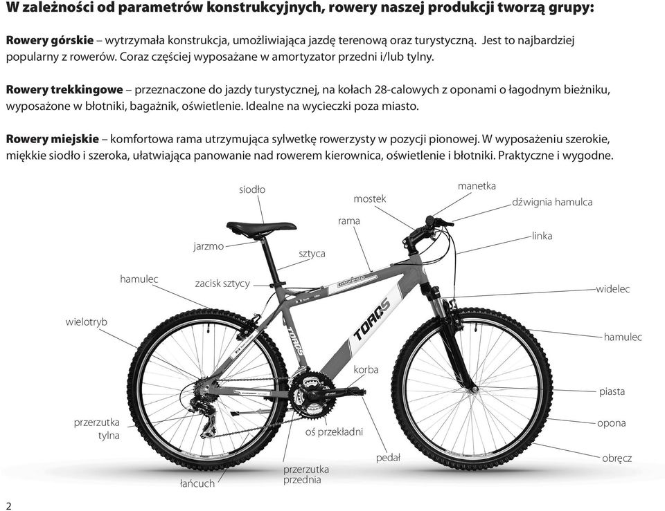 Rowery trekkingowe przeznaczone do jazdy turystycznej, na kołach 28-calowych z oponami o łagodnym bieżniku, wyposażone w błotniki, bagażnik, oświetlenie. Idealne na wycieczki poza miasto.