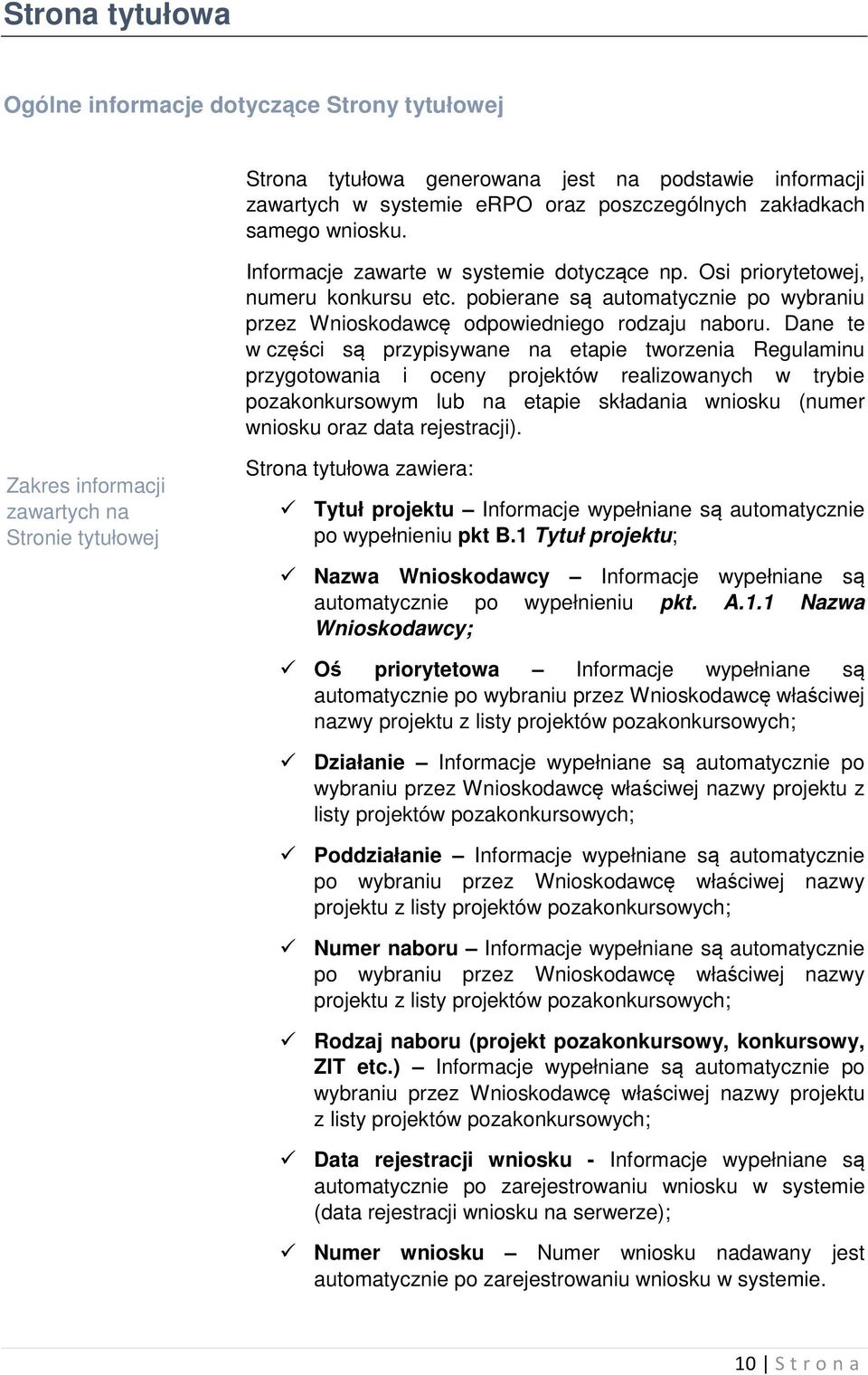 Dane te w części są przypisywane na etapie tworzenia Regulaminu przygotowania i oceny projektów realizowanych w trybie pozakonkursowym lub na etapie składania wniosku (numer wniosku oraz data