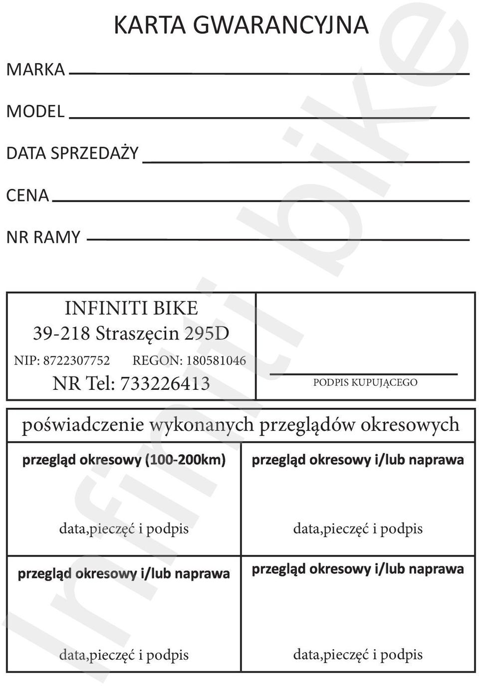 okresowych przegląd okresowy (100-200km) data,pieczęć i podpis przegląd okresowy i/lub naprawa