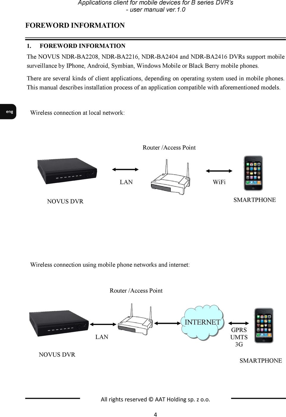 There are several kinds of client applications, depending on operating system used in mobile phones.