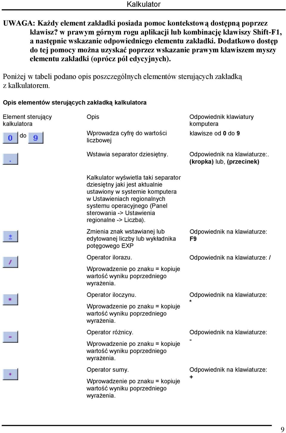Dodatkowo dostęp do tej pomocy można uzyskać poprzez wskazanie prawym klawiszem myszy elementu zakładki (oprócz pól edycyjnych).