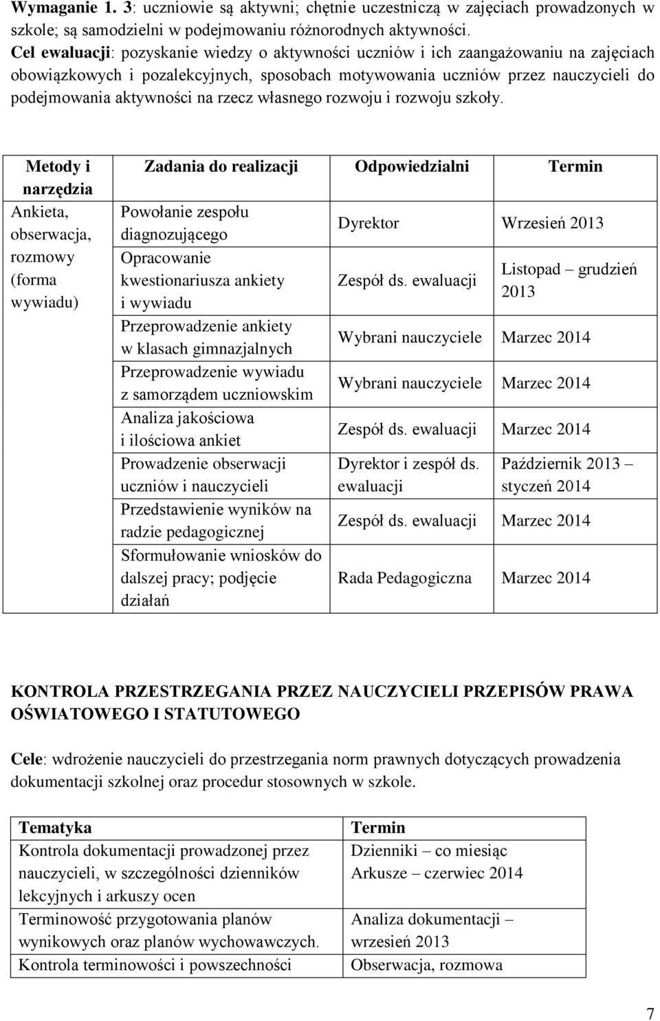 rzecz własnego rozwoju i rozwoju szkoły.