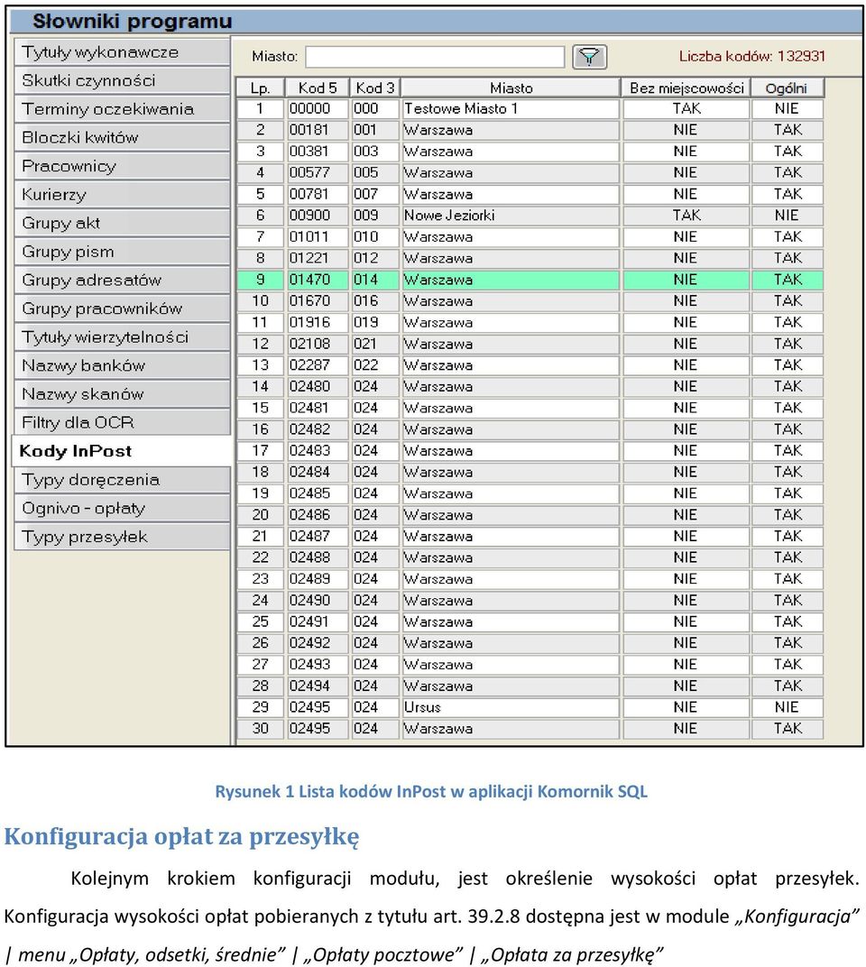 przesyłek. Konfiguracja wysokości opłat pobieranych z tytułu art. 39.2.