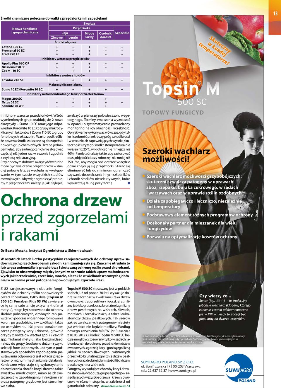 Wśród wymienionych grup znajdują się 2 nowe akarycydy Sumo 10 EC (oraz jego odpowiednik Koromite 10 EC) z grupy makrocyklicznych laktonów i Zoom 110 EC z grupy fenolowych oksazolin.