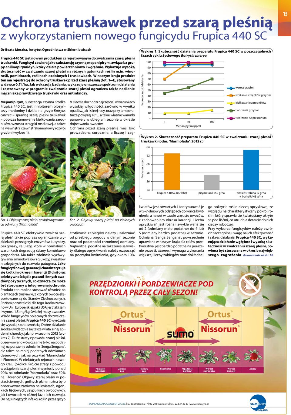 Wykazuje wysoką skuteczność w zwalczaniu szarej pleśni na różnych gatunkach roślin m.in. winorośli, pomidorach, roślinach ozdobnych i truskawkach.