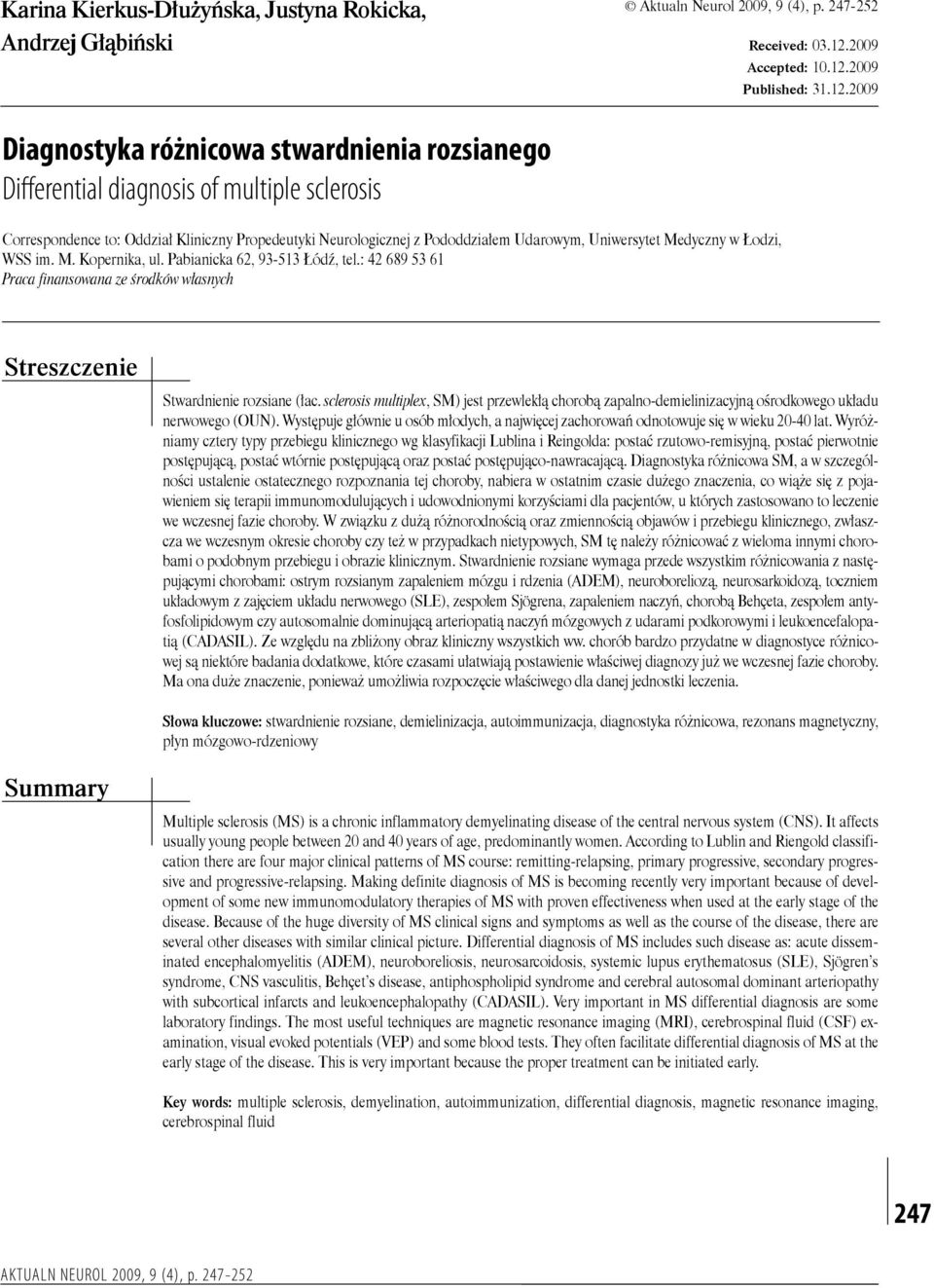 2009 Published: 31.12.