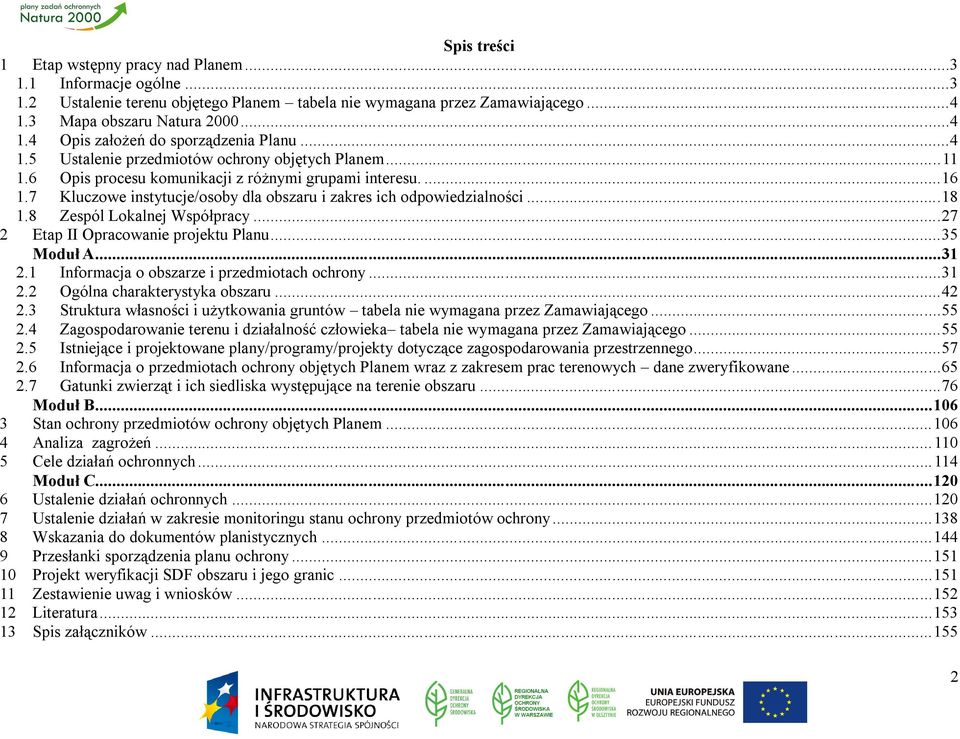 .. 18 1.8 Zespól Lokalnej Współpracy... 27 2 Etap II Opracowanie projektu Planu... 35 Moduł A... 31 2.1 Informacja o obszarze i przedmiotach ochrony... 31 2.2 Ogólna charakterystyka obszaru... 42 2.