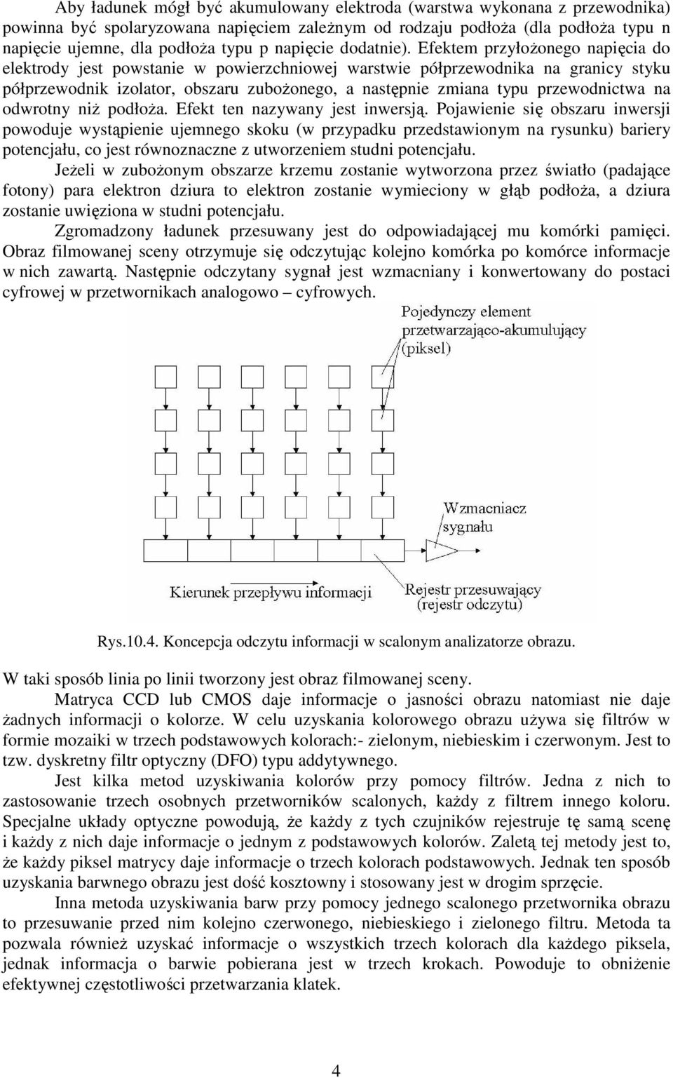 Efektem przyłożonego napięcia do elektrody jest powstanie w powierzchniowej warstwie półprzewodnika na granicy styku półprzewodnik izolator, obszaru zubożonego, a następnie zmiana typu przewodnictwa