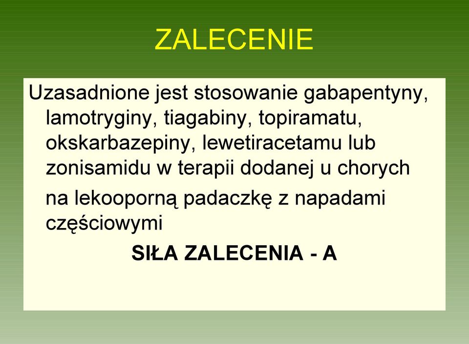 lewetiracetamu lub zonisamidu w terapii dodanej u