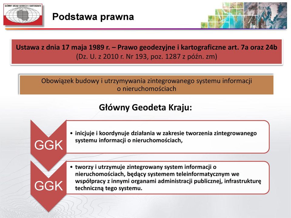 działania w zakresie tworzenia zintegrowanego systemu informacji o nieruchomościach, tworzy i utrzymuje zintegrowany system informacji o