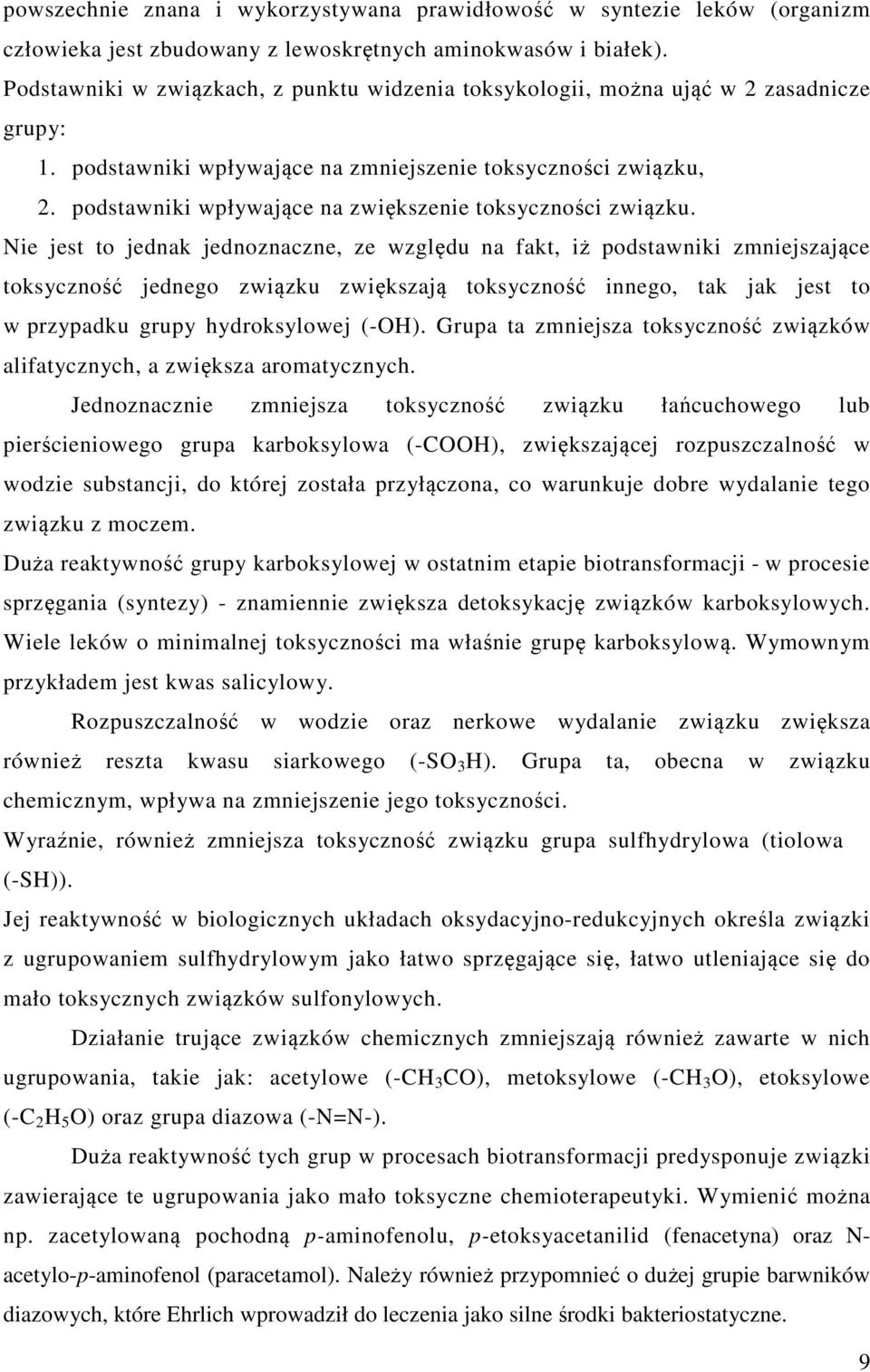 podstawniki wpływające na zwiększenie toksyczności związku.