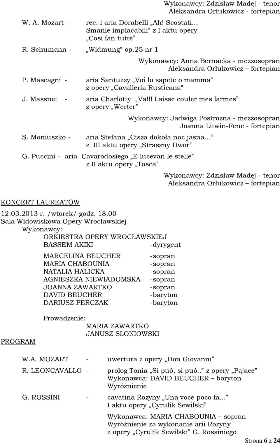 Mascagni - aria Santuzzy Voi lo sapete o mamma z opery Cavalleria Rusticana J. Massnet - aria Charlotty Va!