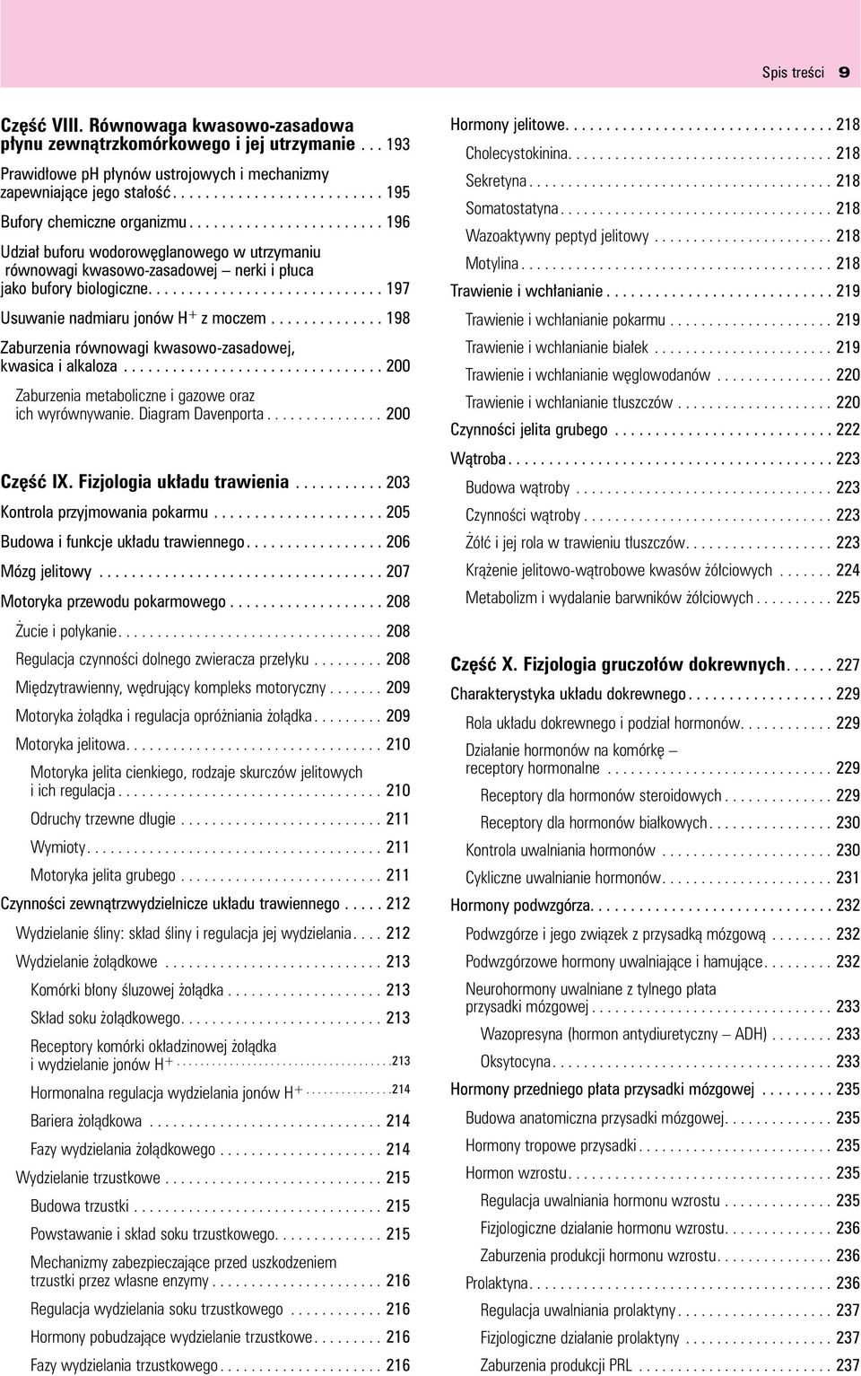 ..198 Zaburzenia równowagi kwasowo.-zasadowej,. kwasica i alkaloza...200 Zaburzenia metaboliczne i gazowe oraz ich wyrównywanie. Diagram Davenporta... 200 Część IX. Fizjologia układu trawienia.