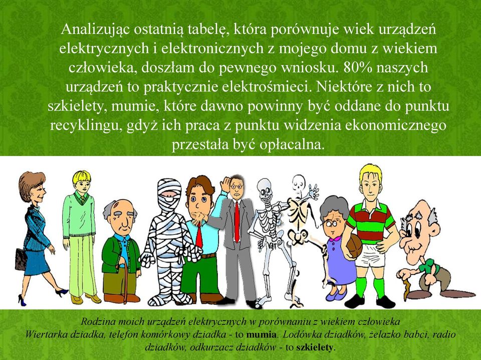 Niektóre z nich to szkielety, mumie, które dawno powinny być oddane do punktu recyklingu, gdyż ich praca z punktu widzenia ekonomicznego