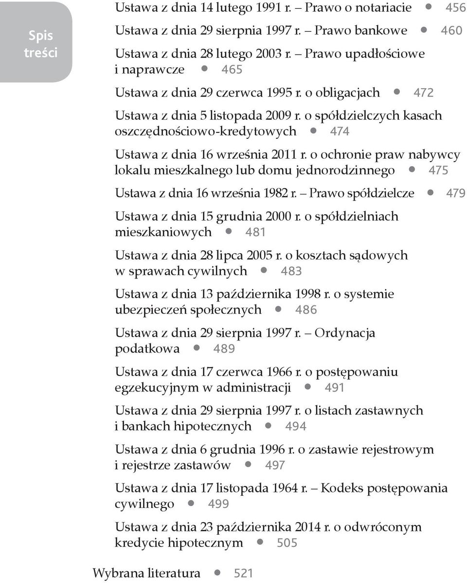 o spółdzielczych kasach oszczędnościowo -kredytowych 474 Ustawa z dnia 16 września 2011 r. o ochronie praw nabywcy lokalu mieszkalnego lub domu jednorodzinnego 475 Ustawa z dnia 16 września 1982 r.