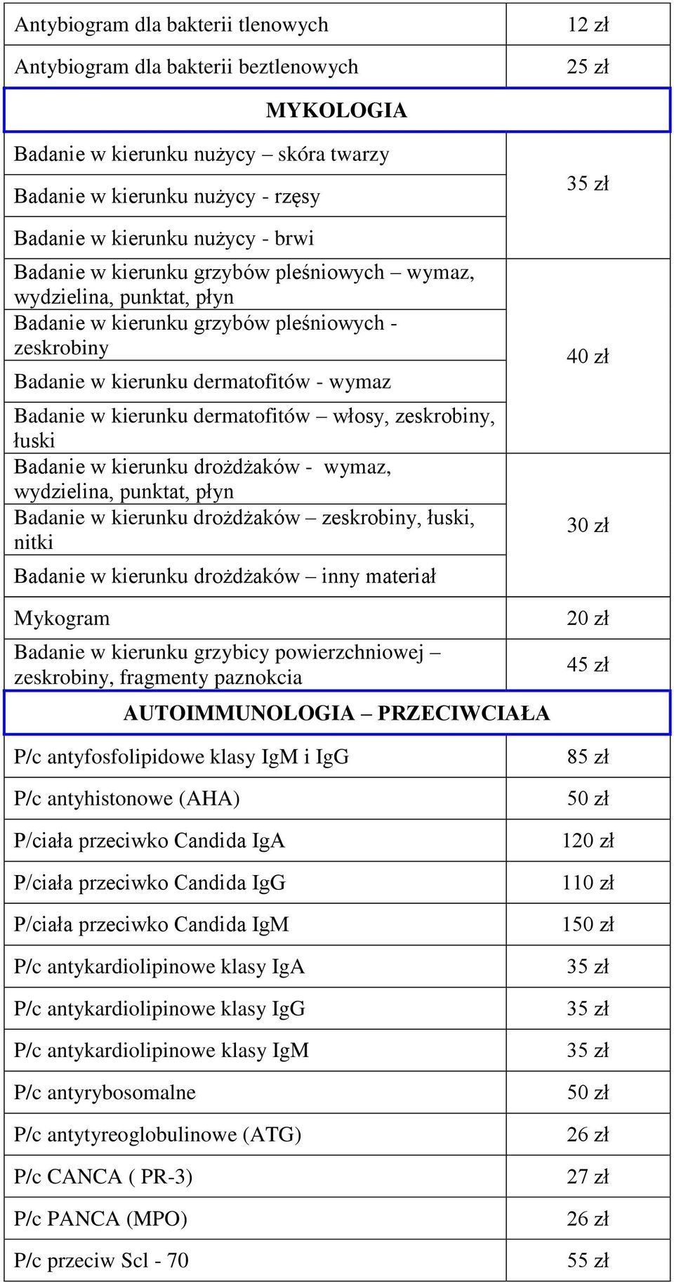 włosy, zeskrobiny, łuski Badanie w kierunku drożdżaków - wymaz, wydzielina, punktat, płyn Badanie w kierunku drożdżaków zeskrobiny, łuski, nitki Badanie w kierunku drożdżaków inny materiał Mykogram