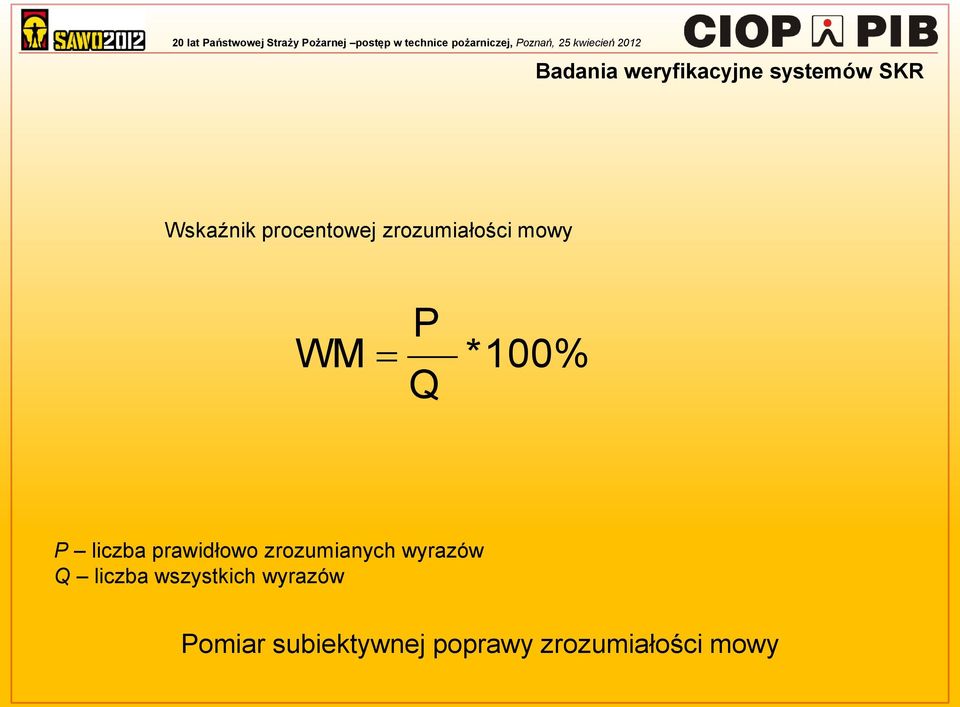 liczba prawidłowo zrozumianych wyrazów Q liczba