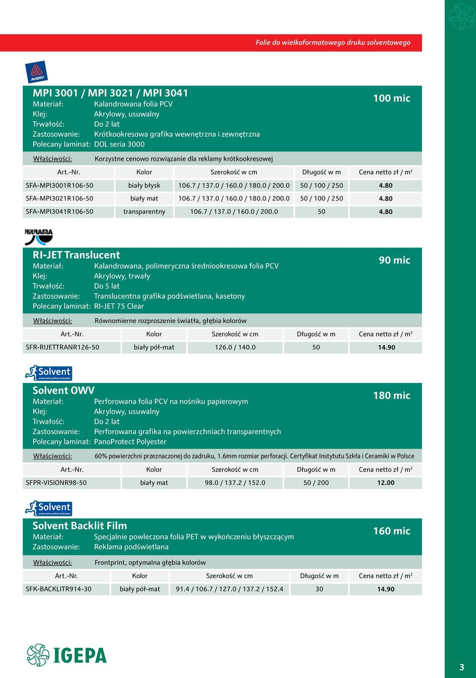 80 SFA-MPI3021R106-50 biały mat 106.7 / 137.0 / 160.0 / 180.0 / 200.0 50 / 100 / 250 4.80 SFA-MPI3041R106-50 transparentny 106.7 / 137.0 / 160.0 / 200.0 50 4.
