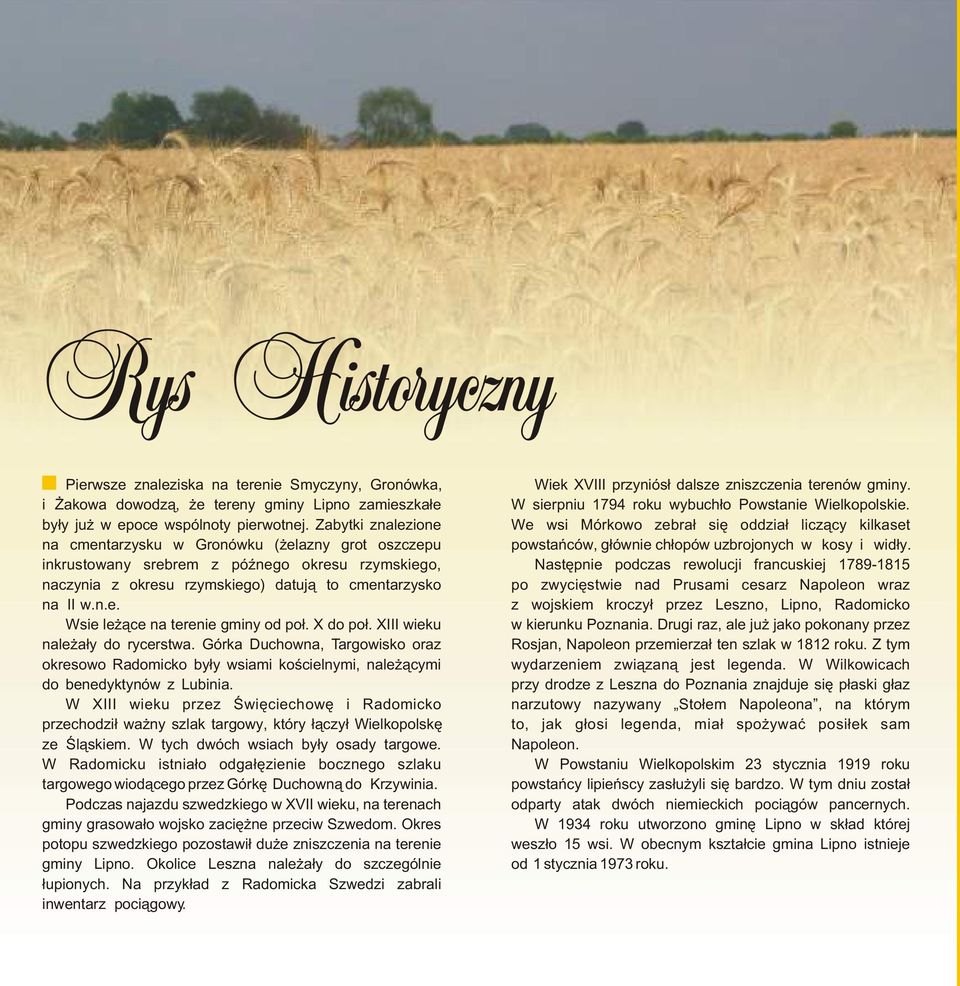 X do po³. XIII wieku nale a³y do rycerstwa. Górka Duchowna, Targowisko oraz okresowo Radomicko by³y wsiami koœcielnymi, nale ¹cymi do benedyktynów z Lubinia.