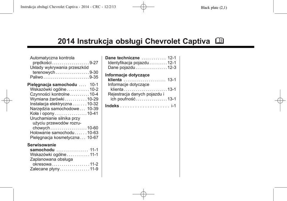 2014 Instrukcja Obsługi Chevrolet Captiva M - Pdf Darmowe Pobieranie