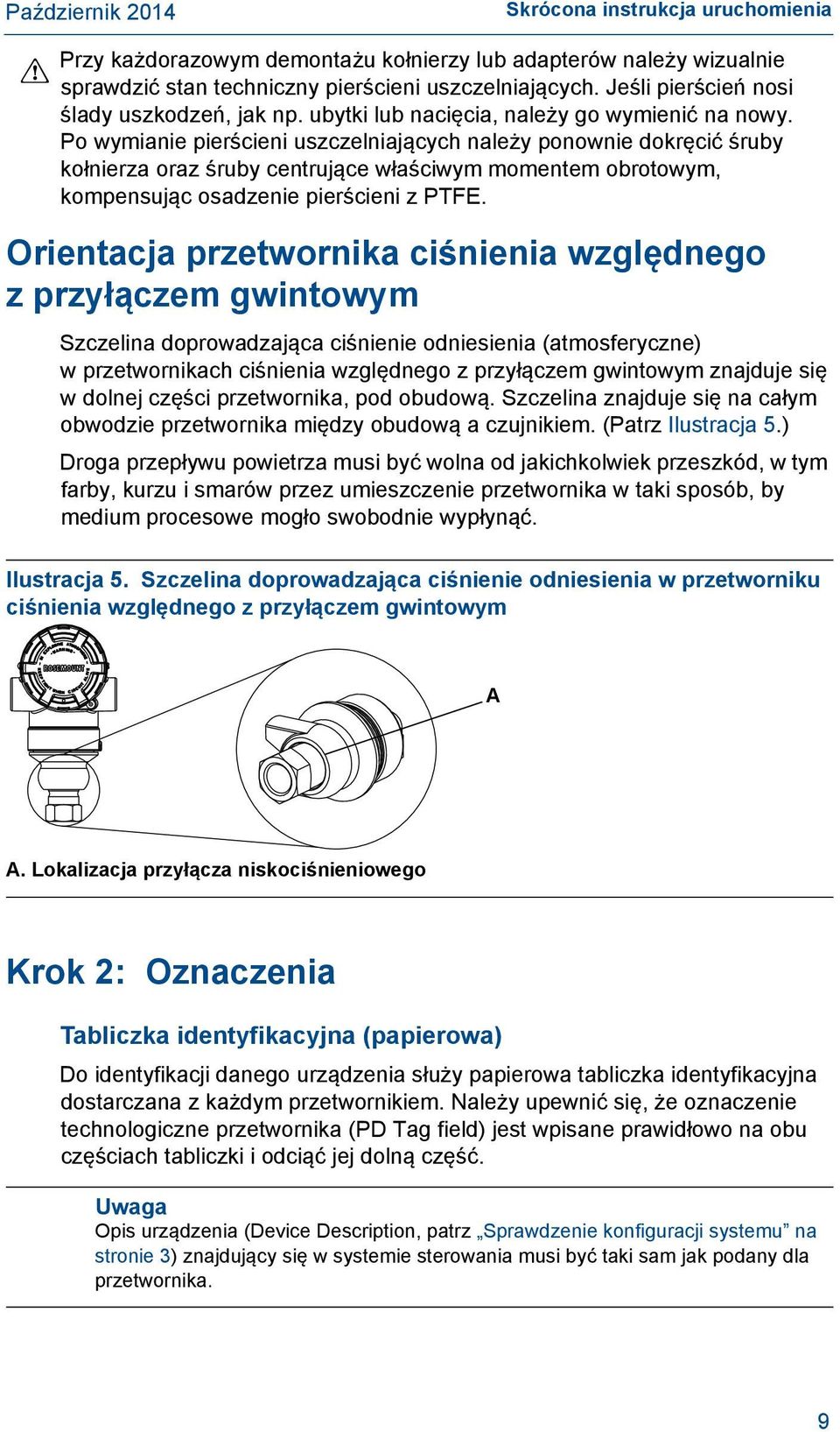 Po wymianie pierścieni uszczelniających należy ponownie dokręcić śruby kołnierza oraz śruby centrujące właściwym momentem obrotowym, kompensując osadzenie pierścieni z PTFE.