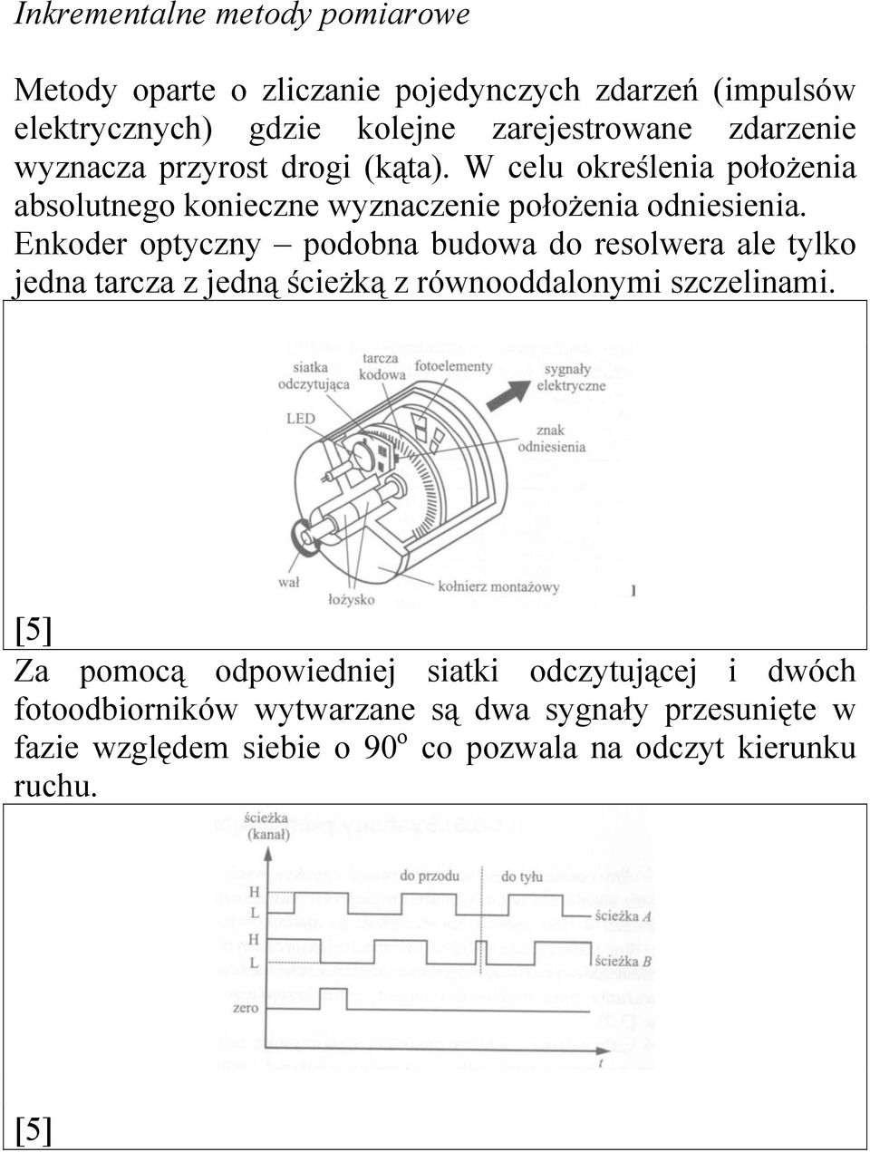 Enkoder optyczny podobna budowa do resolwera ale tylko jedna tarcza z jedną ścieżką z równooddalonymi szczelinami.